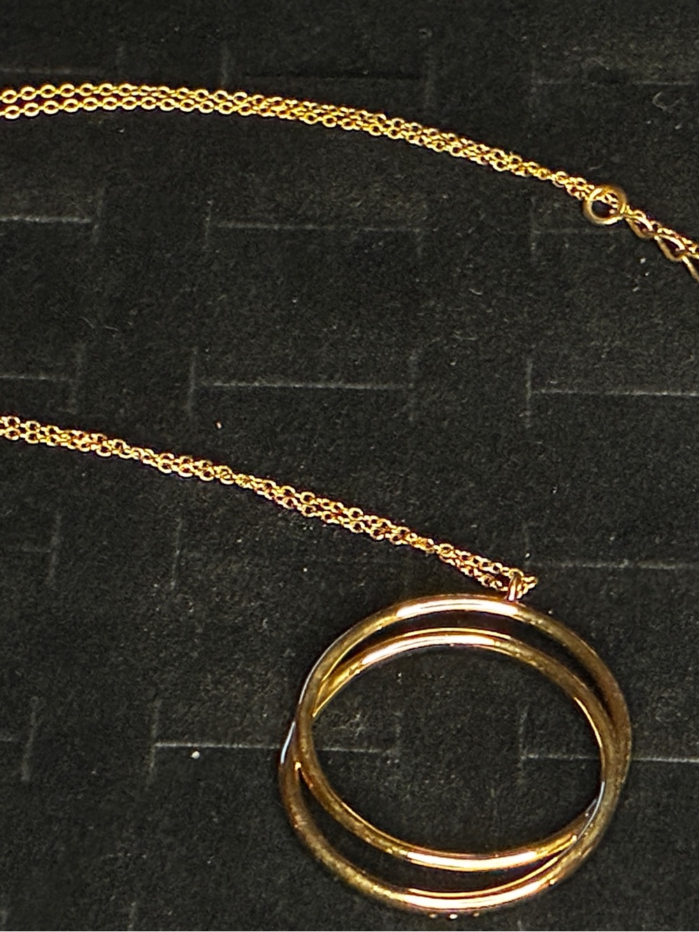 Touchstone Crystal Elegant Gold Double Circle Pendant Necklace